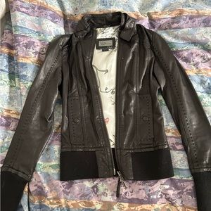 Mackage x Aritzia XXS black genuine lamb leather jacket.